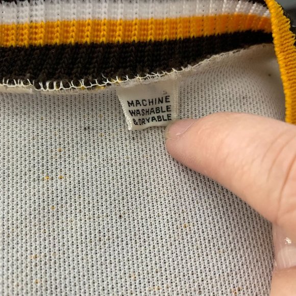 Vintage 70s Layered Look Cardigan Pant Set S Beige Knit Buttons Elastic Waist - Picture 7 of 10